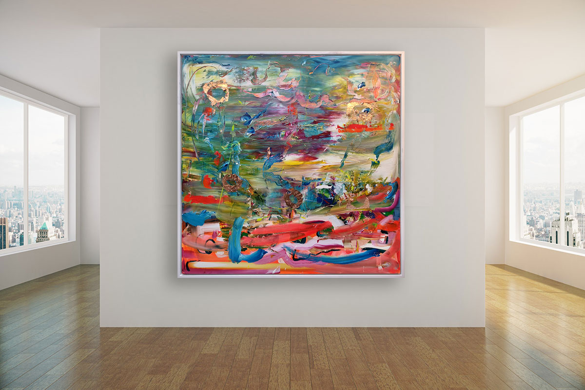 Martin Bush in studio with large painting